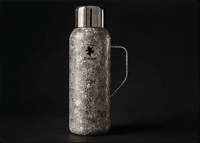 Чистый product-shot термоса Дикарь на темном фоне